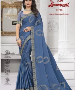 Laxmipati Narpakhi 13716 Blue Silk Chiffon Saree