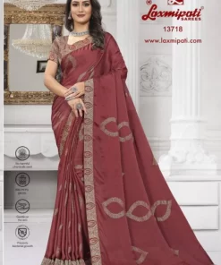Laxmipati Narpakhi 13718 Maroon Silk Chiffon Saree