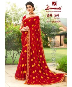 Laxmipati 6477 Bikaneri Chiffon Red Saree