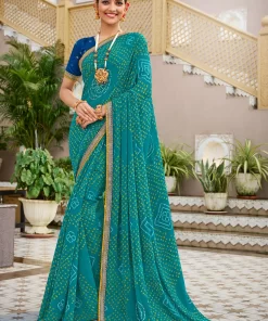 Laxmipati Mangla N-2243 Chiffon Turquoise Saree