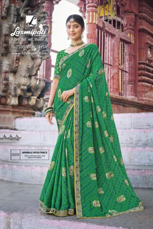 Laxmipati Parampara N-2395 Green Silk Chiffon Saree