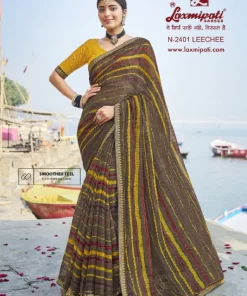 Laxmipati Parampara N-2401 Green Sparkle Chiffon Saree