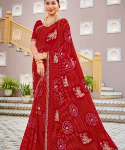 Laxmipati Mangla N-2244 Chiffon Red Saree