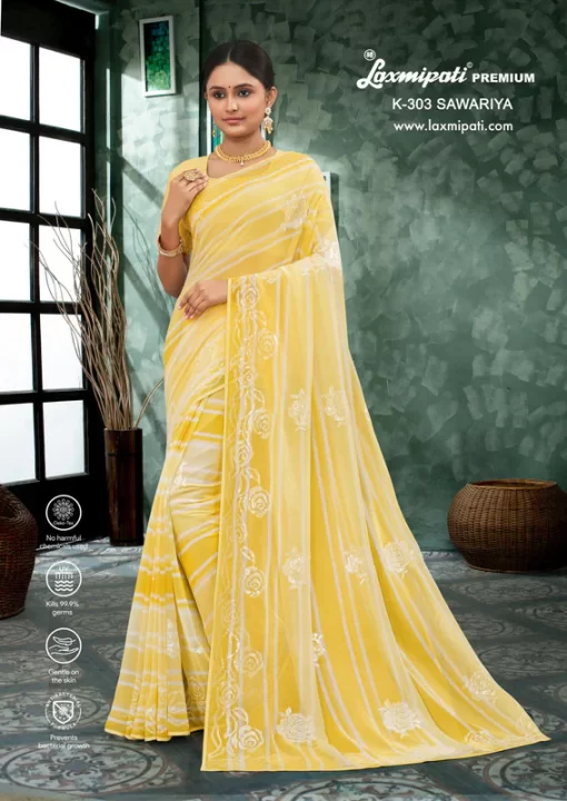 Laxmipati Sawariya-2 K-303 Yellow Heavy Georgette Saree