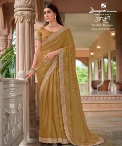 Laxmipati Apsara N-2066 Yellow Organza Saree