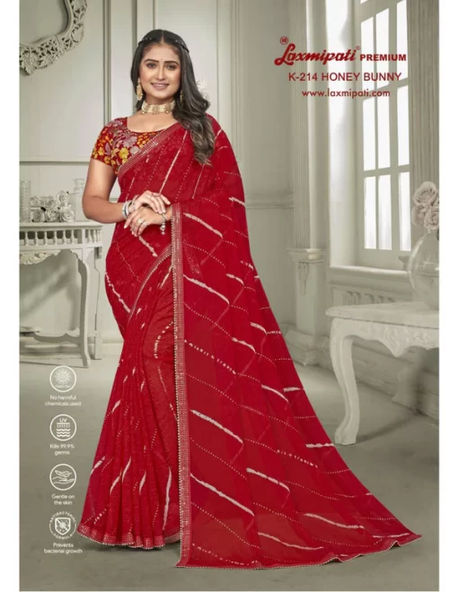 Laxmipati Chapaai 8220 Chiffon Butti Tomato Saree