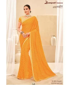 Laxmipati Ice-Cream K-085 Orange Georgette Saree