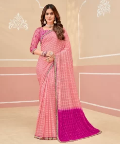 Laxmipati Gold_Spot N-2332 Chiffon Pink Saree