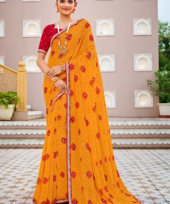 Laxmipati Mangla N-2240 Chiffon Mustard Saree