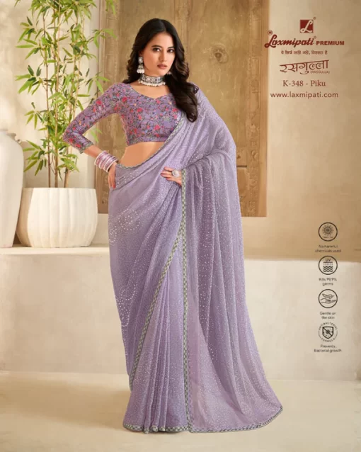 Laxmipati Rasgulla K-348 Mauve Brasso Saree