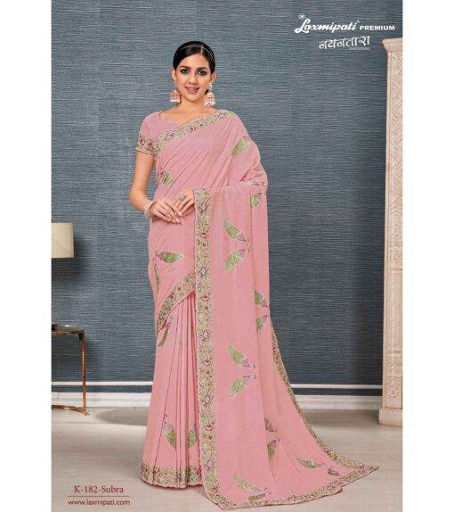 Laxmipati Nayantara K-182 Jugoo Taspa Pink Saree