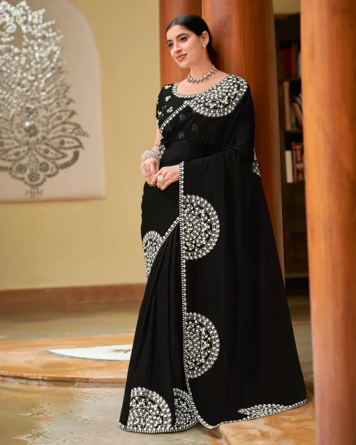 Laxmipati Gud_Chini N-2228 Organza Black Saree