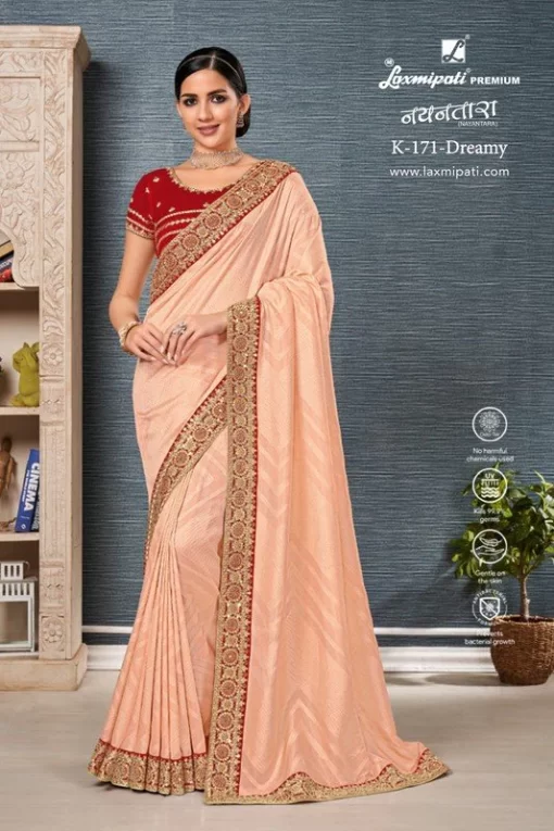 Laxmipati Nayantara K-171 Peach Viscose Saree