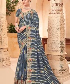 Laxmipati 9Color K-042 Organza Grey Saree