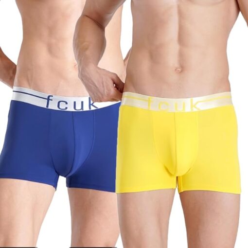 FCUK Polyamide-Elastane FLO Mersey,Men's Solid Trunks Pack of 2 Regular Fit