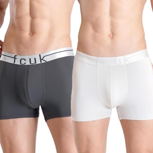 FCUK Polyamide-Elastane FLO Mersey,Men’s Solid Trunks Pack of 2 Regular Fit