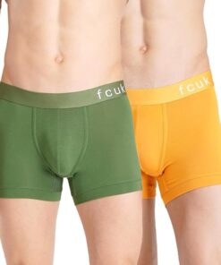 FCUK Siro Lenzing Micro-Modal Elastane GLO Park Royal,Men's Solid Trunks Pack of 2 Regular Fit