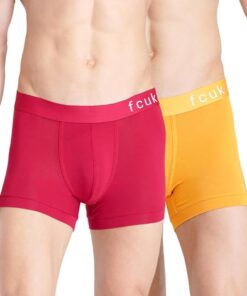FCUK Siro Lenzing Micro-Modal Elastane GLO Park Royal,Men's Solid Trunks Pack of 2 Regular Fit