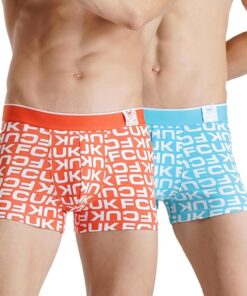 FCUK Cotton Elastane Flex Newbold, Men’s Printed Trunks Pack of 2 Regular Fit Typography