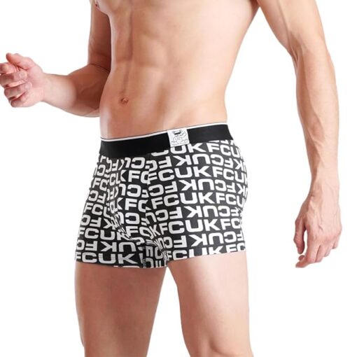 FCUK Cotton Elastane Flex Newbold, Men’s Printed Trunks Pack of 2 Regular Fit Typography - Image 3