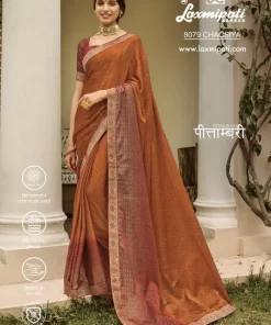 Laxmipati Pitambari 8079 Rust Silk Chiffon Saree