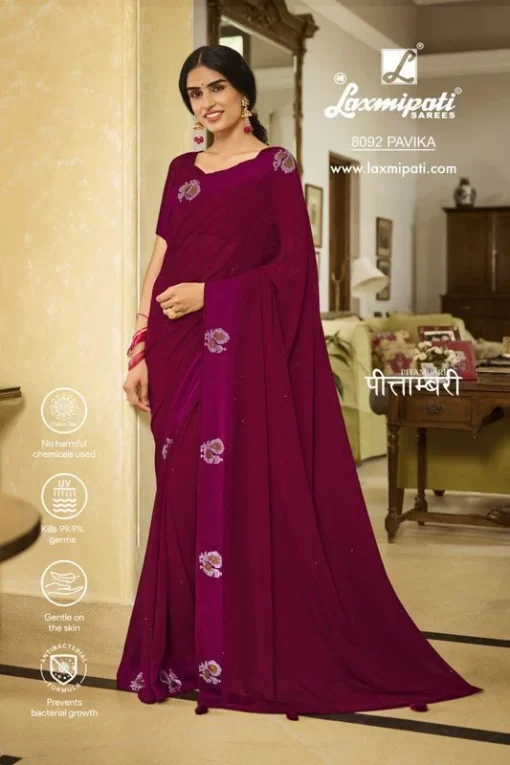 Laxmipati Pitambari 8092 Maroon Georgette Saree
