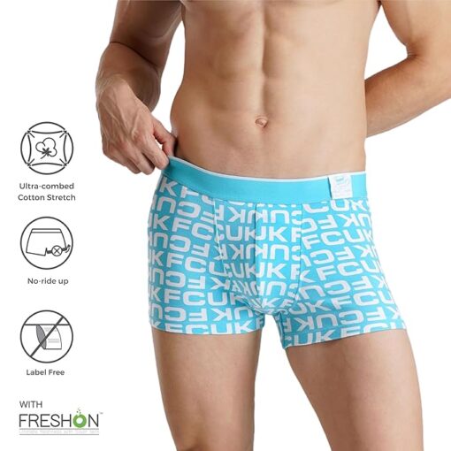 FCUK Cotton Elastane Flex Newbold, Men’s Printed Trunks Pack of 2 Regular Fit Typography - Image 2