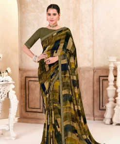 Laxmipati Kitkat 8531 Georgette Green Saree