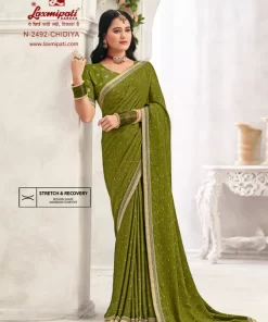 Laxmipati Chameli N-2492 Green Metallic Chiffon Saree