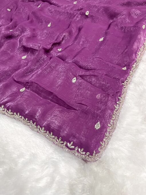 Crush Designer Hand work and Party Wear Saree - Image 3