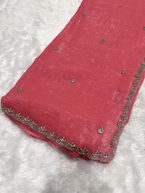 Crush Designer Hand work and Party Wear Saree - Image 6