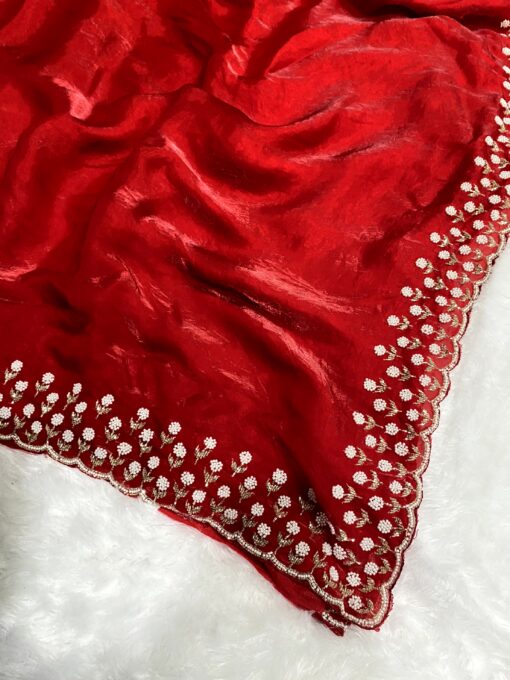 Tarahood Designer Hand Work and Party Wear Fendi Saree - Image 7