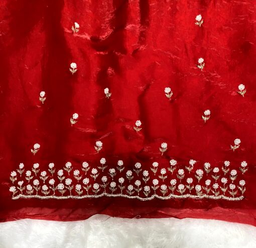 Tarahood Designer Hand Work and Party Wear Fendi Saree - Image 8
