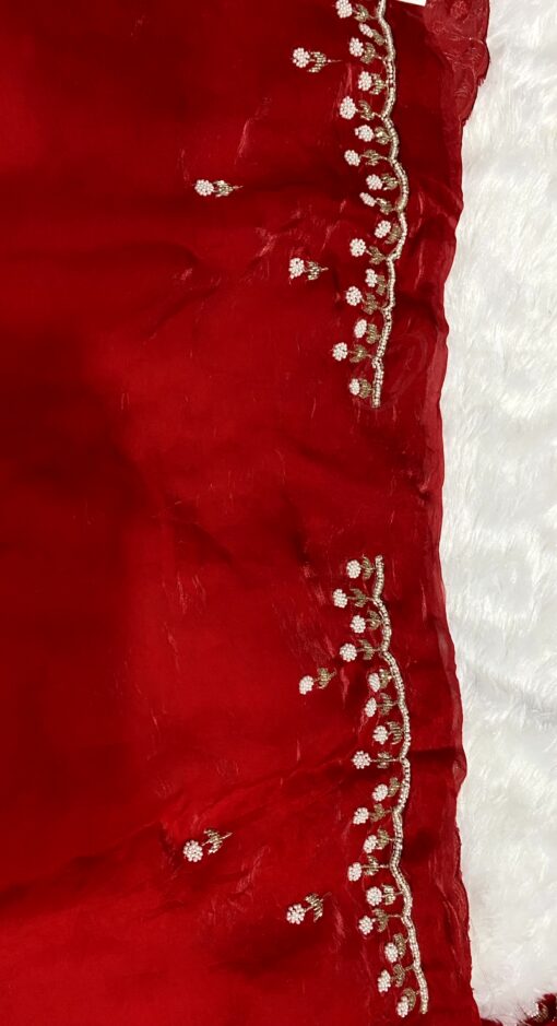 Tarahood Designer Hand Work and Party Wear Fendi Saree - Image 9