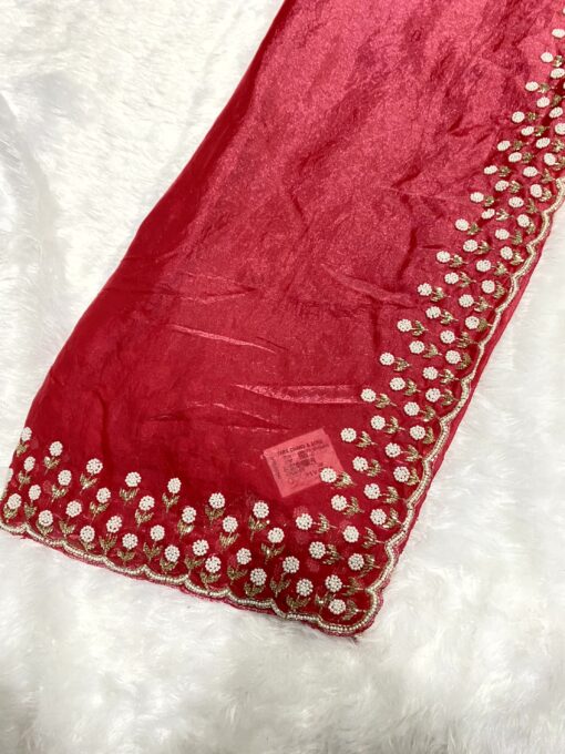 Tarahood Designer Hand Work and Party Wear Fendi Saree - Image 14