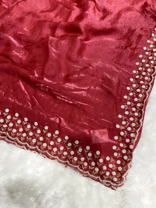 Tarahood Designer Hand Work and Party Wear Fendi Saree - Image 15