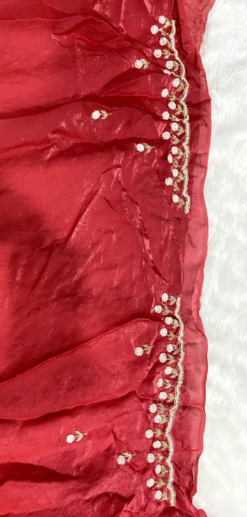Tarahood Designer Hand Work and Party Wear Fendi Saree - Image 17