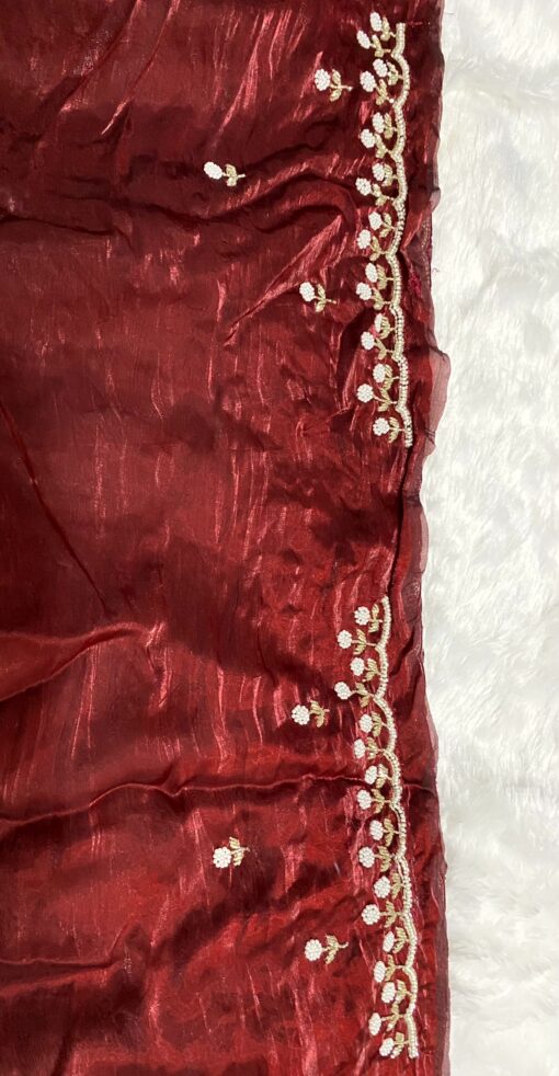 Tarahood Designer Hand Work and Party Wear Fendi Saree - Image 21