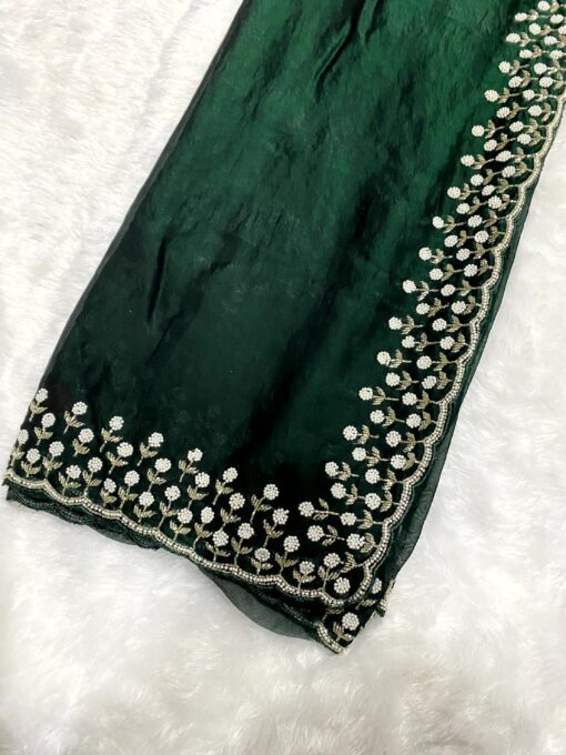 Tarahood Designer Hand Work and Party Wear Fendi Saree - Image 10