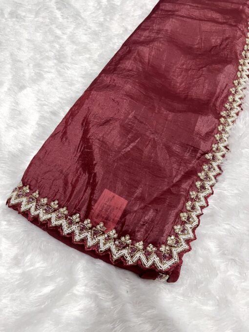 Crush Designer Hand work and Party Wear Saree - Image 6