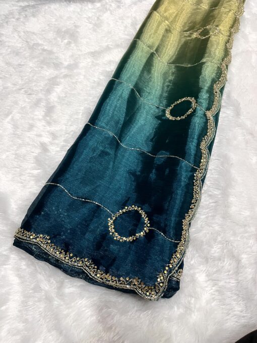 Jimmy Choo Dual Shade Hand work Saree - Image 2