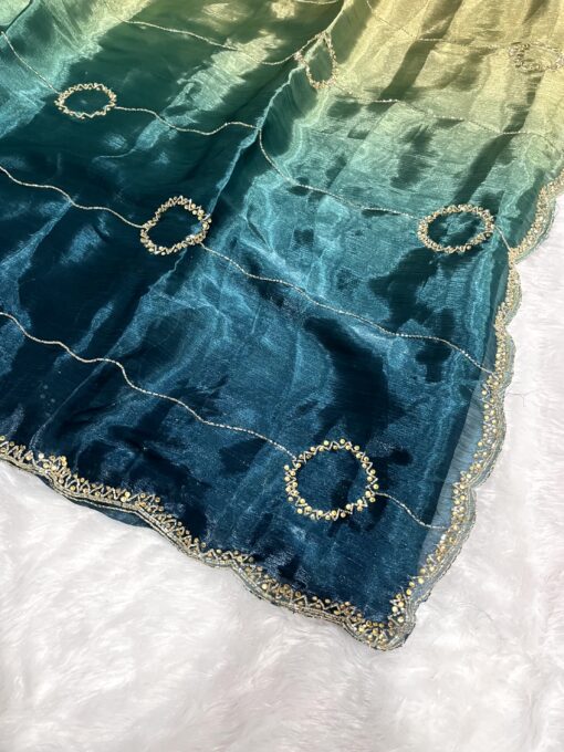 Jimmy Choo Dual Shade Hand work Saree - Image 3