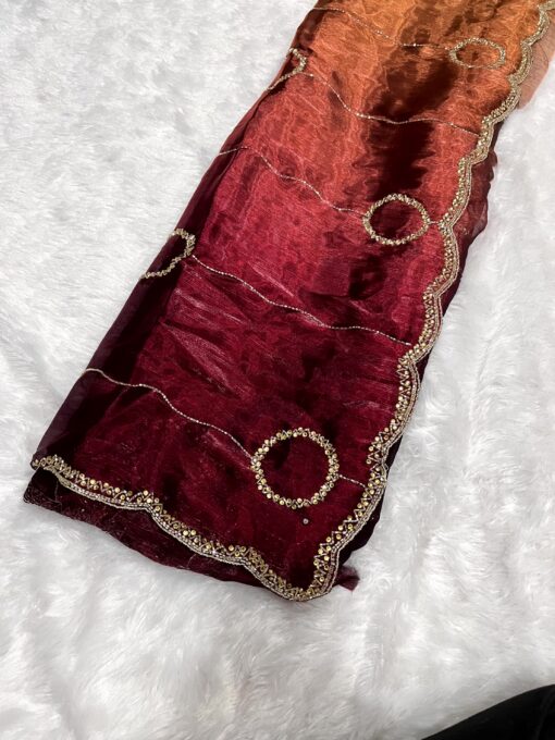 Jimmy Choo Dual Shade Hand work Saree - Image 6