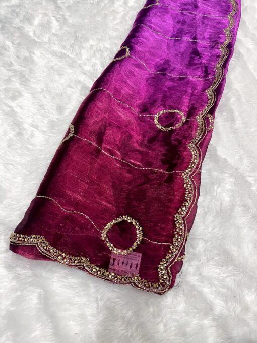 Jimmy Choo Dual Shade Hand work Saree - Image 14