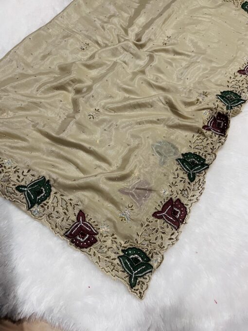 Tarahood Designer Crepe Handwork and Partywear Saree - Image 3