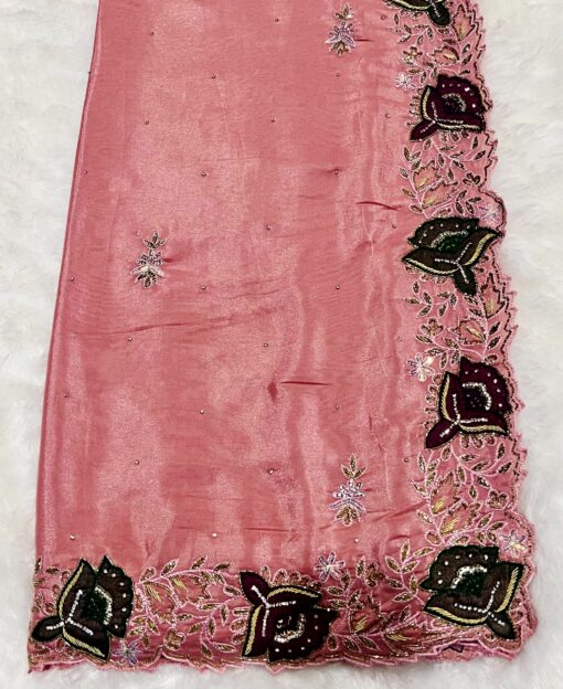 Tarahood Designer Crepe Handwork and Partywear Saree - Image 6
