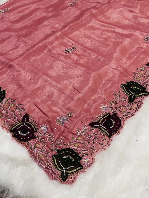 Tarahood Designer Crepe Handwork and Partywear Saree - Image 7
