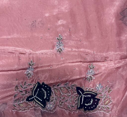 Tarahood Designer Crepe Handwork and Partywear Saree - Image 9