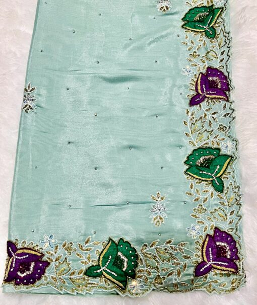 Tarahood Designer Crepe Handwork and Partywear Saree - Image 10