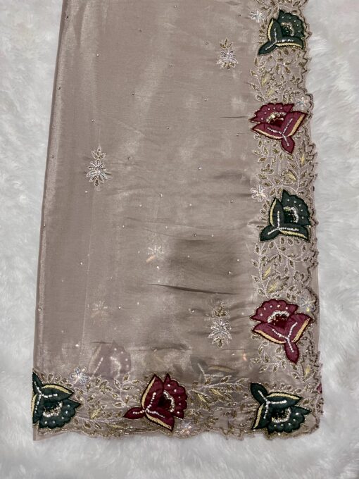 Tarahood Designer Crepe Handwork and Partywear Saree - Image 14